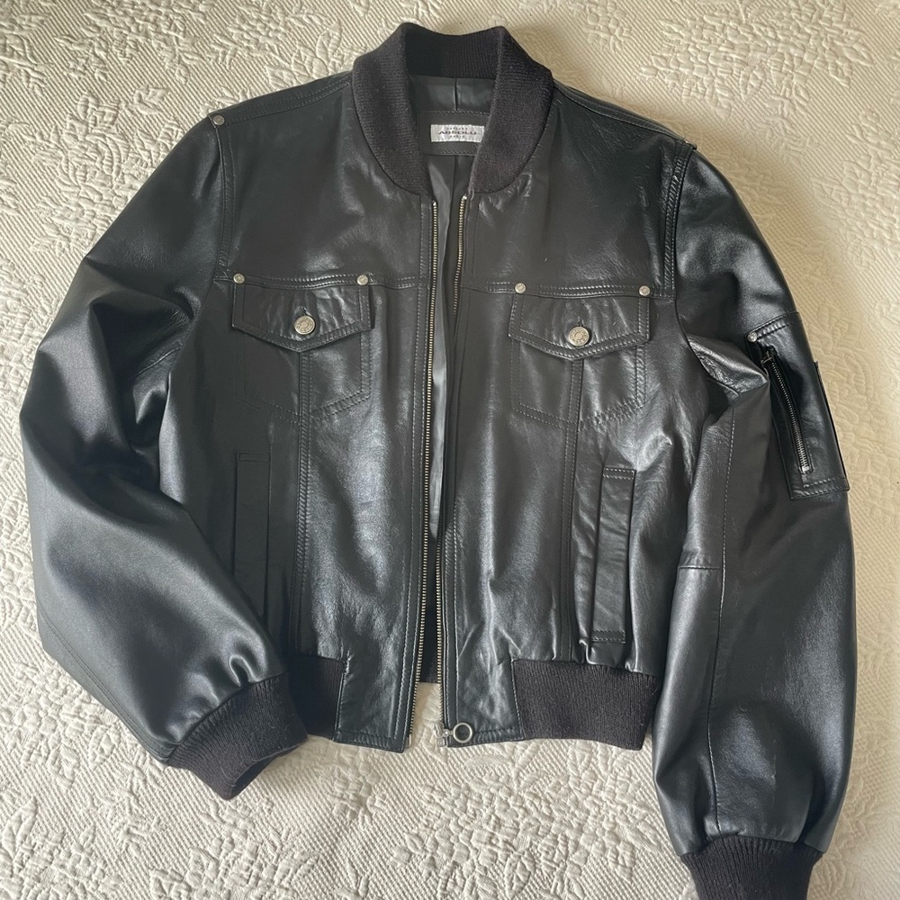 Black Leather Bomber Jacket